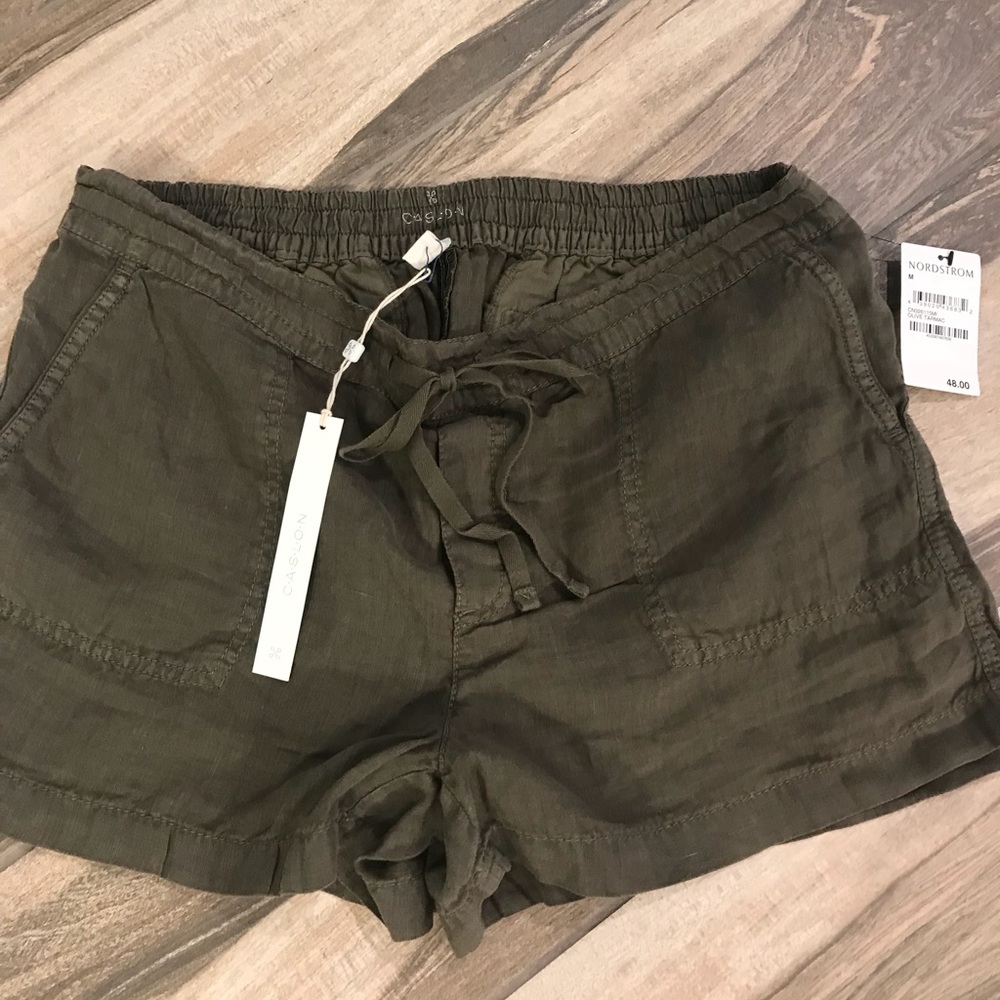 Caslon Olive Linen Shorts, SZ M, NWT
